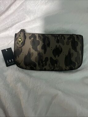 Joy Susan Olive & Black Camo Zip Wristlet